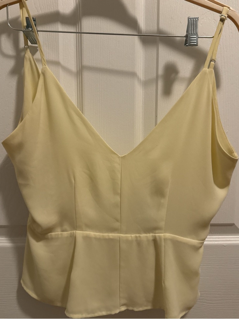 Forever 21 Pale Yellow V-Neck Spaghetti Strap Peplum Cami